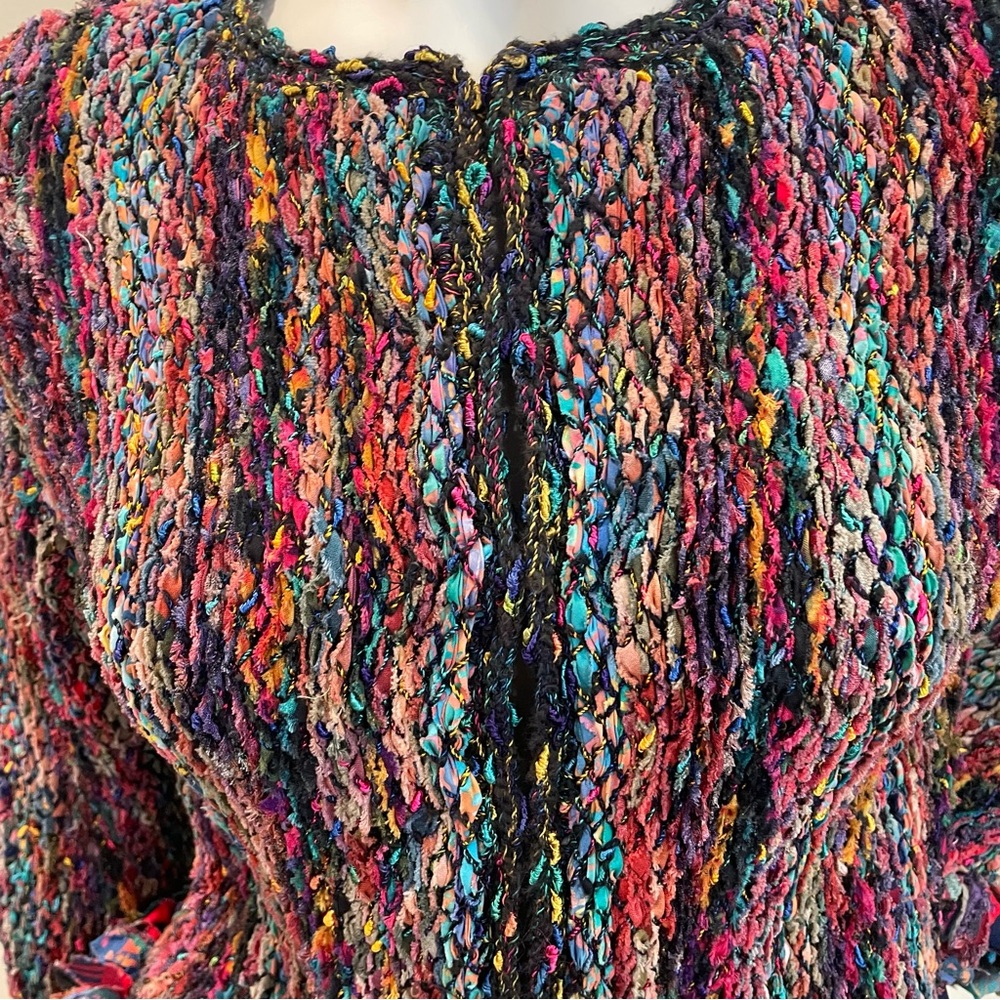 ESTELLE Vintage 80s Rainbow Cardigan Sweater Art To Wear - Picture 8 of 12
